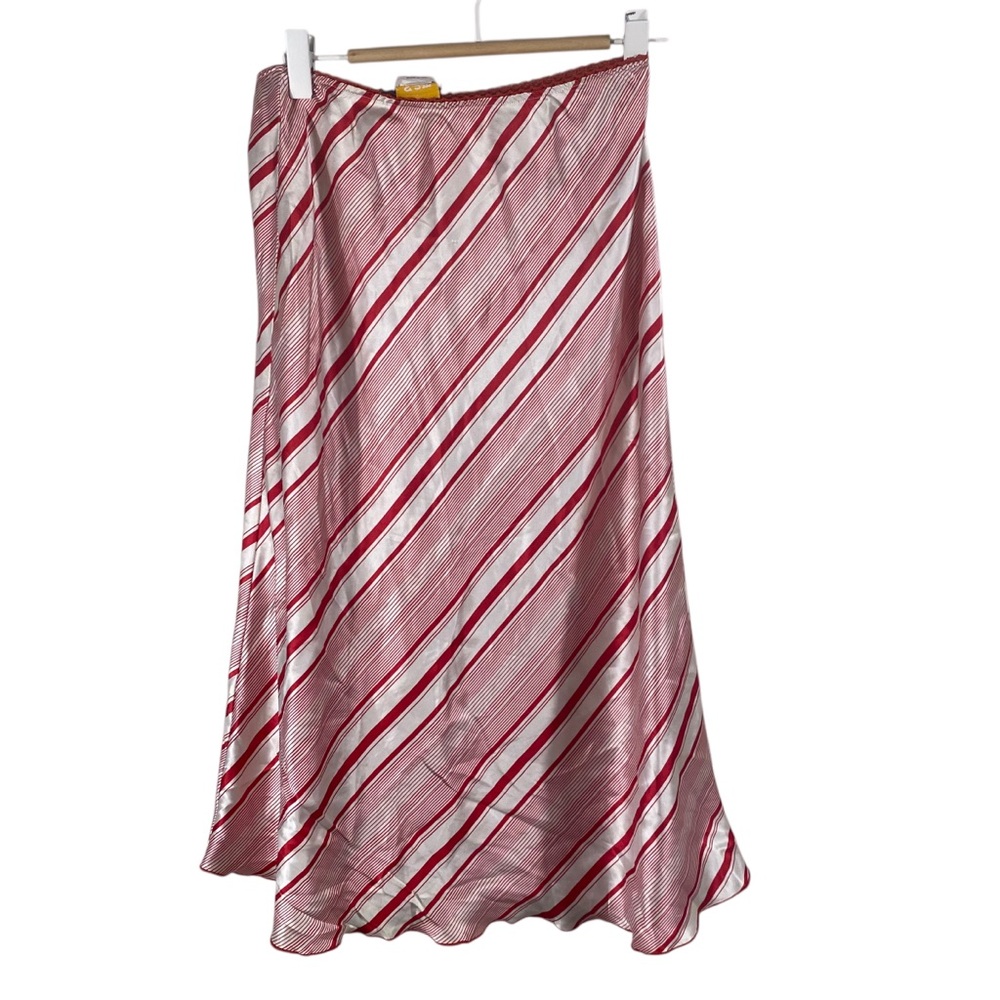 Bergdorf Goodman Vintage Red and White Striped Silk Skirt Sz 8